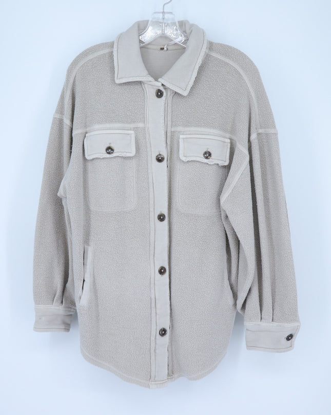 Free People Ruby Oversized Shirt Jacket Beige Oversized Button Up Women's XS