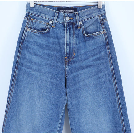 Veronica Beard Taylor Wide Leg Jeans Rebel Stone High Rise 5-Pocket Women's 24
