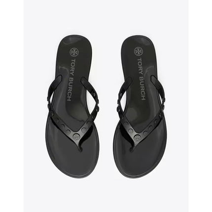 Tory Burch Studded Jelly Thong Sandals Black Slip On Casual Women's 11
