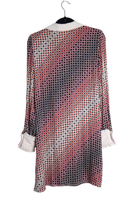 TARA JARMON Reyri Mini Dress Ecru Graphic Print Long Sleeve Women's 42/US L