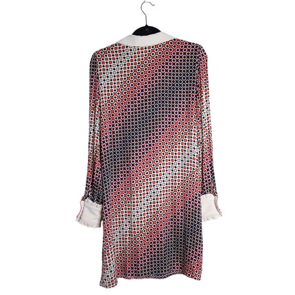 TARA JARMON Reyri Mini Dress Ecru Graphic Print Long Sleeve Women's 42/US L