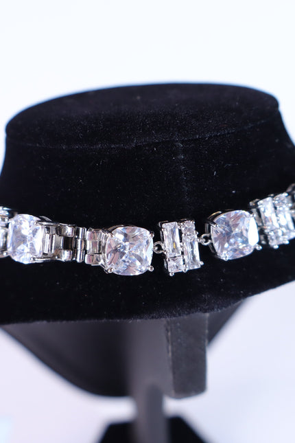 PACO RABANNE Embellished Necklace CZ Crystal Oversized Silver and Clear NIB
