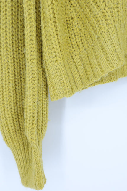 ELEVEN SIX Chunky Knit Sara Cardigan Sweater Joy Yellow Alpaca Blend Women's M/L