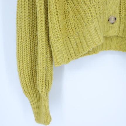 ELEVEN SIX Chunky Knit Sara Cardigan Sweater Joy Yellow Alpaca Blend Women's M/L