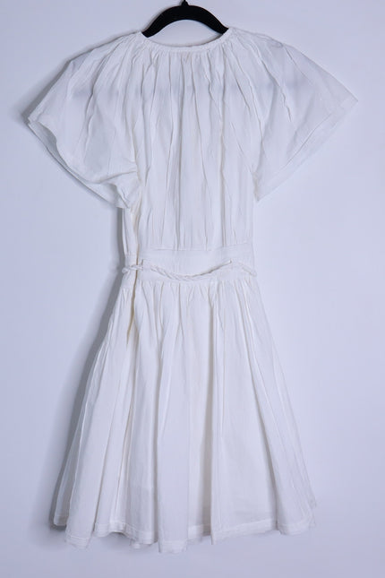 ULLA JOHNSON NWT Jessa Mini Dress Pristine White Pleated Cotton Poplin Women's 2