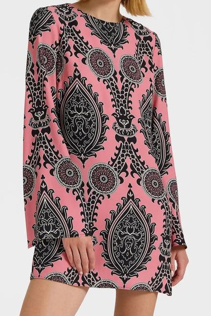 LA DOUBLEJ Mini Supremes Swing Dress Oltrarno Pink Long Sleeve Women's L