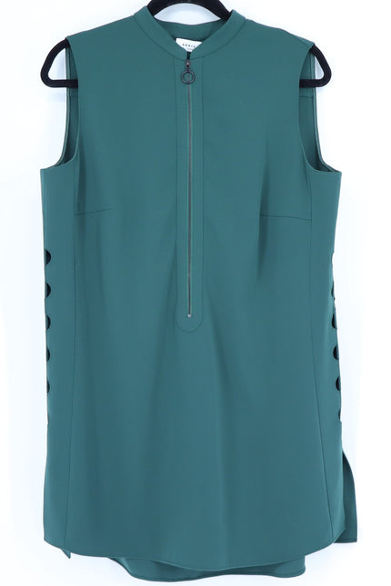 AKRIS PUNTO Green Tunic Dress MSRP$1570 Laser Cut Sleeveless Half Zip Women's 12