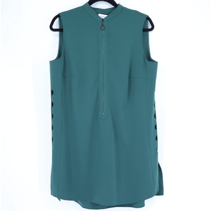AKRIS PUNTO Green Tunic Dress MSRP$1570 Laser Cut Sleeveless Half Zip Women's 12