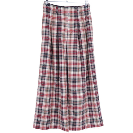 Maeve Avery Sparkle Pleated Wide Leg Trousers Plaid Red Multicolor Women's XS