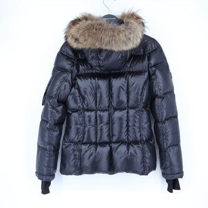 SAM. Blake Down Puffer Coat Black Raccoon Trim Quilted Jacket Women's M