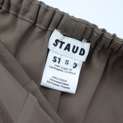 STAUD Stroll Crepe Flared Pants Truffle Brown Wide Leg Pull On Women's S