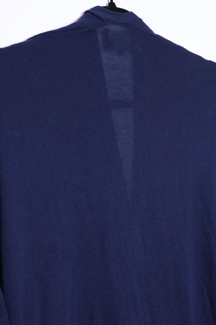 PAS DE CALAIS Cotton Linen Cardigan Navy Blue Long Sleeves Women's 38/US 4-6