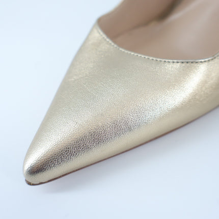 Manolo Blahnik Carolyne Slingback Pump Metallic Gold Leather Women's 37.5 US 7.5
