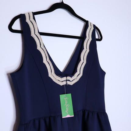 LILLY PULITZER Rorey Mini Dress NWT True Navy V Neck Fit and Flare Women's L