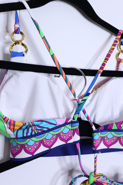 TRINA TURK Paradise Plume 2pc Bralette Top and Shirred Hipster Bikini Women's S