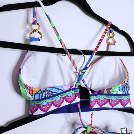 TRINA TURK Paradise Plume 2pc Bralette Top and Shirred Hipster Bikini Women's S