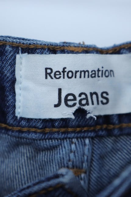 REFORMATION JEANS Cynthia Straight Long Jeans Disco Blue High Rise Women's 8