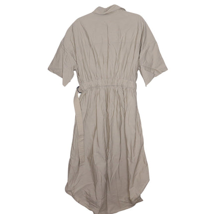 BRUNELLO CUCINELLI Belted Safari Shirtdress Khaki Short Sleeve Women's XL/US 10