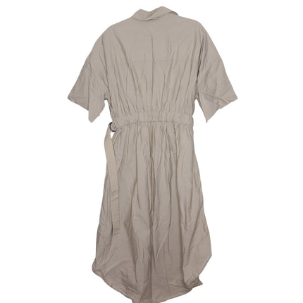 BRUNELLO CUCINELLI Belted Safari Shirtdress Khaki Short Sleeve Women's XL/US 10
