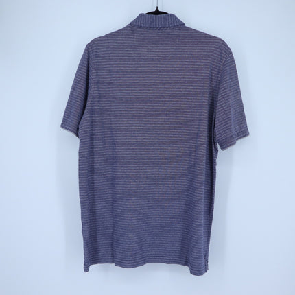 Johnston & Murphy Stripe Polo Shirt Navy Short Sleeve Casual Men's M