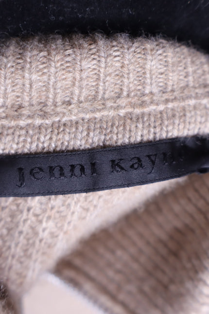 JENNI KAYNE Stone 100% Cashmere Half Zip Pullover Sweater Undyed Women's M