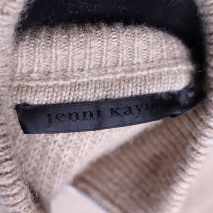 JENNI KAYNE Stone 100% Cashmere Half Zip Pullover Sweater Undyed Women's M