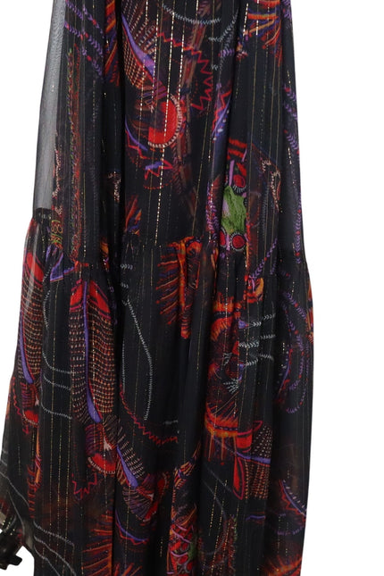 MARIE OLIVER Alice Maxi Dress High Neck Sleeveless Silk Lurex Black Women's S