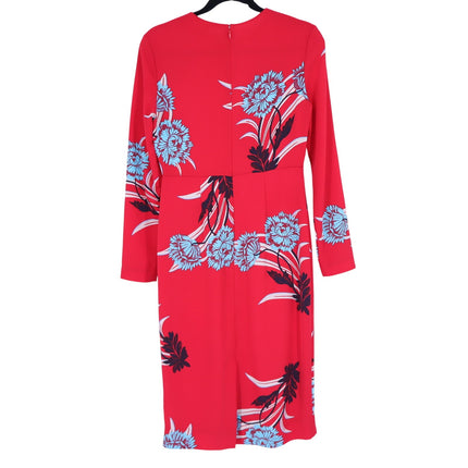 DIANE VON FURSTENBERG Floral Sheath Dress Farren Lipstick Silk Blend Women's 6