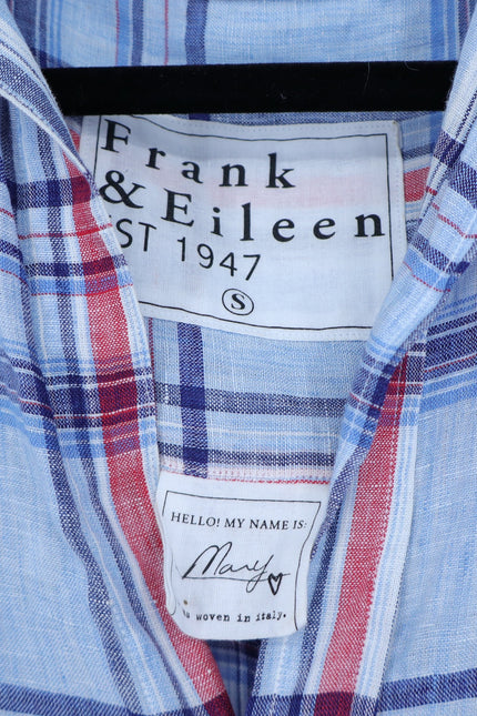FRANK & EILEEN Mary Shirtdress Blue Red Madras Plaid Long Sleeve Women's S