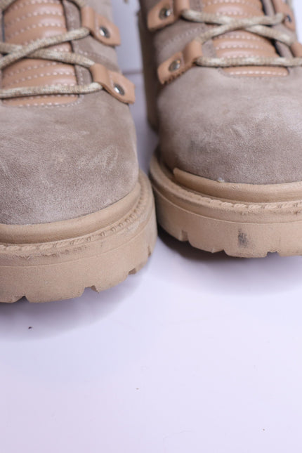 AQUATALIA Valia Platform Heeled Combat Boot Light Taupe Suede Women's 10.5