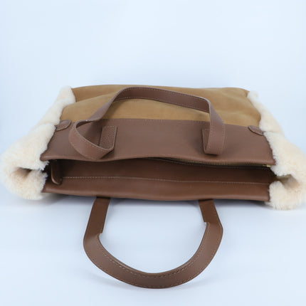 UGG Bailey Tote Bag Chestnut Brown Shearling Suede Leather Shoulder Bag