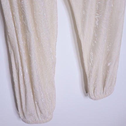 FORTE_FORTE Crush Velvet Joggers Ivory Pull On Relaxed Fit Women's 0/ US 0-2