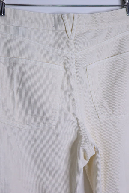 VERONICA BEARD Taylor Wide Leg Crop Pants Ecru Corduroy High Rise Women's 30