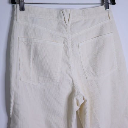 VERONICA BEARD Taylor Wide Leg Crop Pants Ecru Corduroy High Rise Women's 30