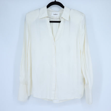 BA&SH Betsey Chain Trim Shirt Ecru White Neck Button Up Blouse Women's 3/US L