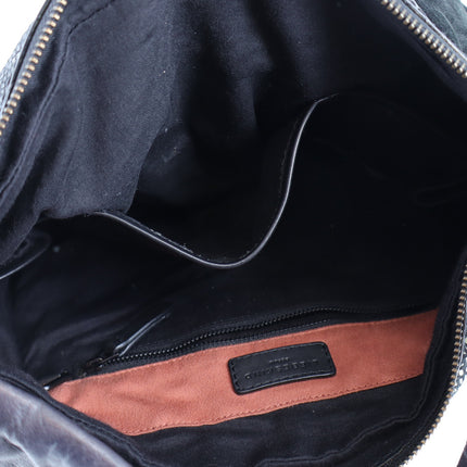 Liebeskind Berlin Irvine Hobo Shoulder Bag Oil Black Leather Reptile Mix Media