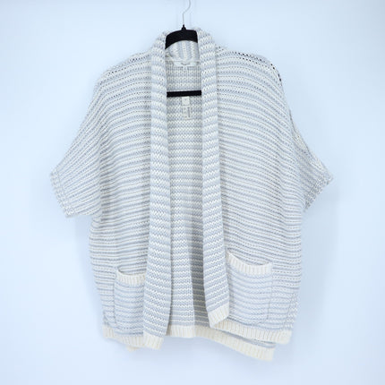Madewell Curl Up Knit Cardigan Sweater Gray White NWT Open Front Women's XS