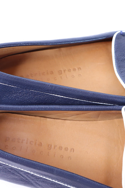 PATRICIA GREEN Jill Piped Driving Shoe Navy and White Women's 9M