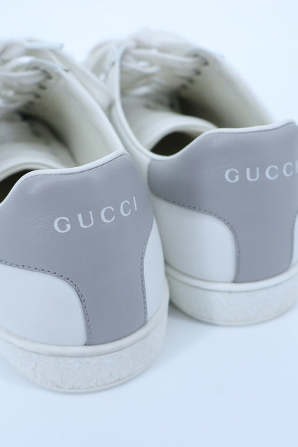 GUCCI Ace Sneaker Interlocking G White Perforated Lace Up Women's 38.5/US 8.5