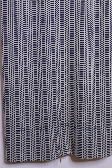 TORY BURCH White and Navy Printed Convertible Column Dress Women's XS