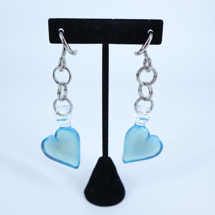 GLASSWEAR STUDIOS Handmade Caribbean Blue Heart Weights 10g/2.5mm Hangers