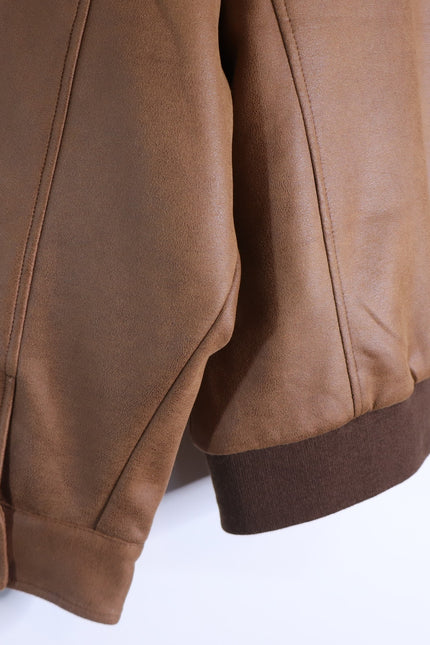 WE THE FREE Wild Rose Vegan Suede Bomber Jacket Chestnut Combo Women's S