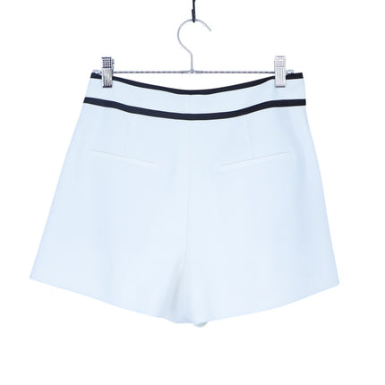 Alice + Olivia Esta Pleated Short White High Rise Contrast Trim Casual Women's 4