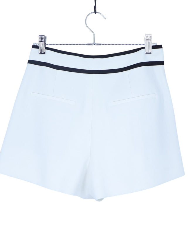 Alice + Olivia Esta Pleated Short White High Rise Contrast Trim Casual Women's 4