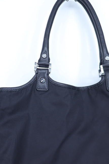 TORY BURCH Black Nylon Tote Bag Reptile Contrast Packable Travel Purse Beachwear