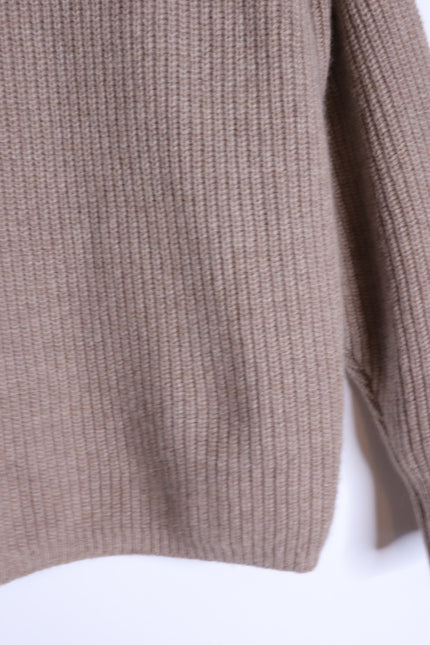 JENNI KAYNE Stone 100% Cashmere Half Zip Pullover Sweater Undyed Women's M