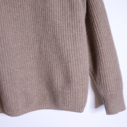JENNI KAYNE Stone 100% Cashmere Half Zip Pullover Sweater Undyed Women's M