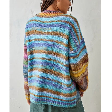 BDG Undone Spacedye Pullover Sweater Purple Multicolor Knit Jumper Women's M