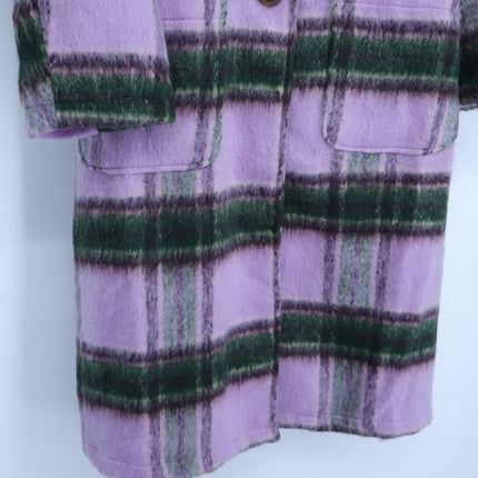 Mystree Plaid Mohair Midi Overcoat NWT Lavender Long Sleeve Women's M