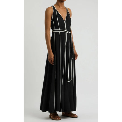 DIANE VON FURSTENBERG Jasper Wide Leg Jumpsuit Black and White NWT Women's L
